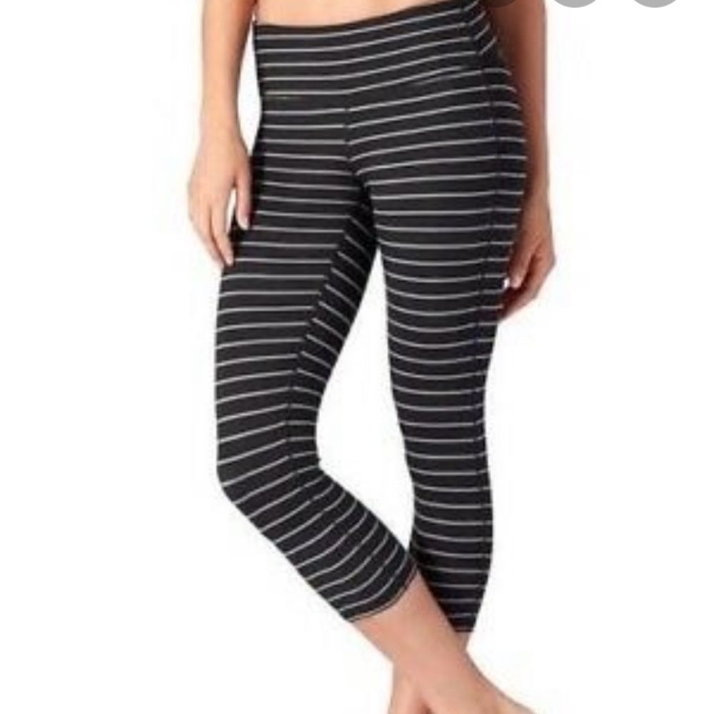 Athleta black and grey striped leggings